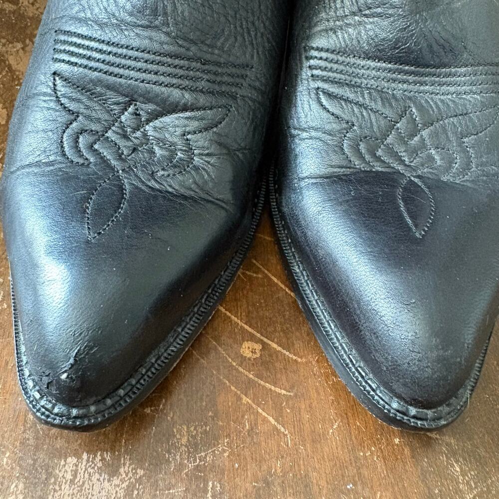 Zodiac Vintage 90s Western Fringe Boots Booties Triangle Leather Size 8 Medium - Picture 7 of 8